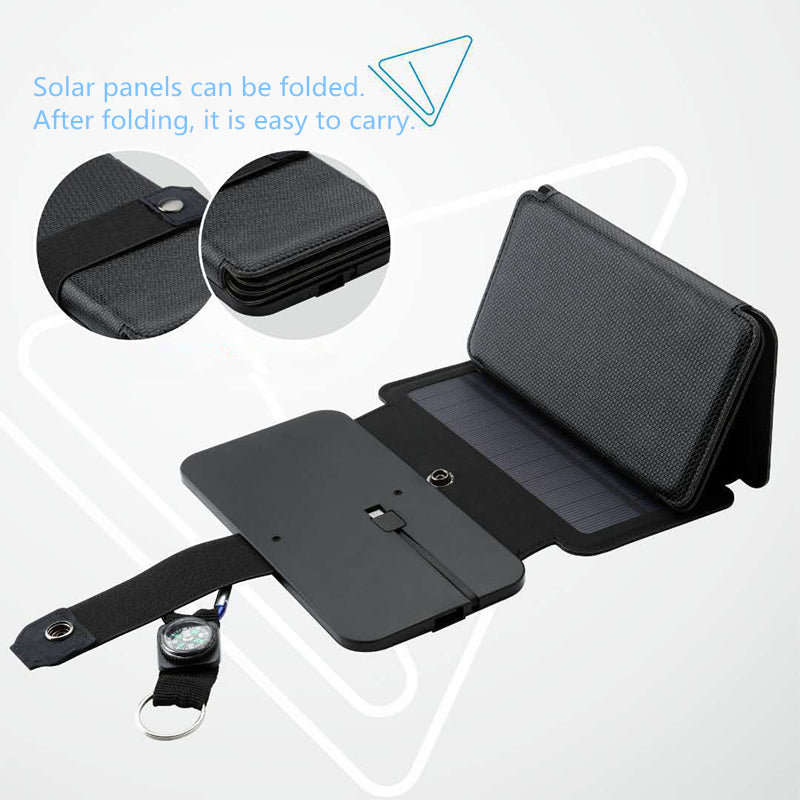 Outdoor Folding Solar Panel Charger Portable 5V 2.1A USB Output Devices Camp Hiking Backpack Travel Power Supply For Smartphones