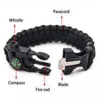 Emergency Paracord Bracelets, Survival Bracelet With Embedded Compass Whistle Survival Fire Starter Scraper Accessories, Suit For Hiking, Camping, Fishing And Hunting