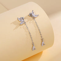 S925 Butterfly Zircon Tassel Earrings Women's Niche Exquisite Long Earrings