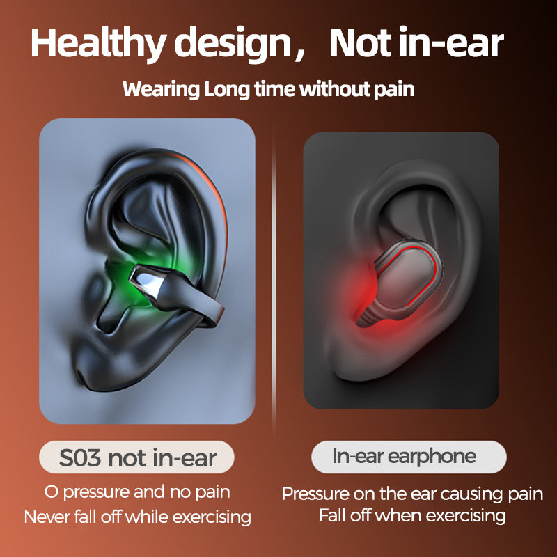 Ear Clip Bone Conduction Headphone Bluetooth 5.2 HIFI Wireless Earphone Touch Handsfree Sports Noise Cancelling Headset With Mic
