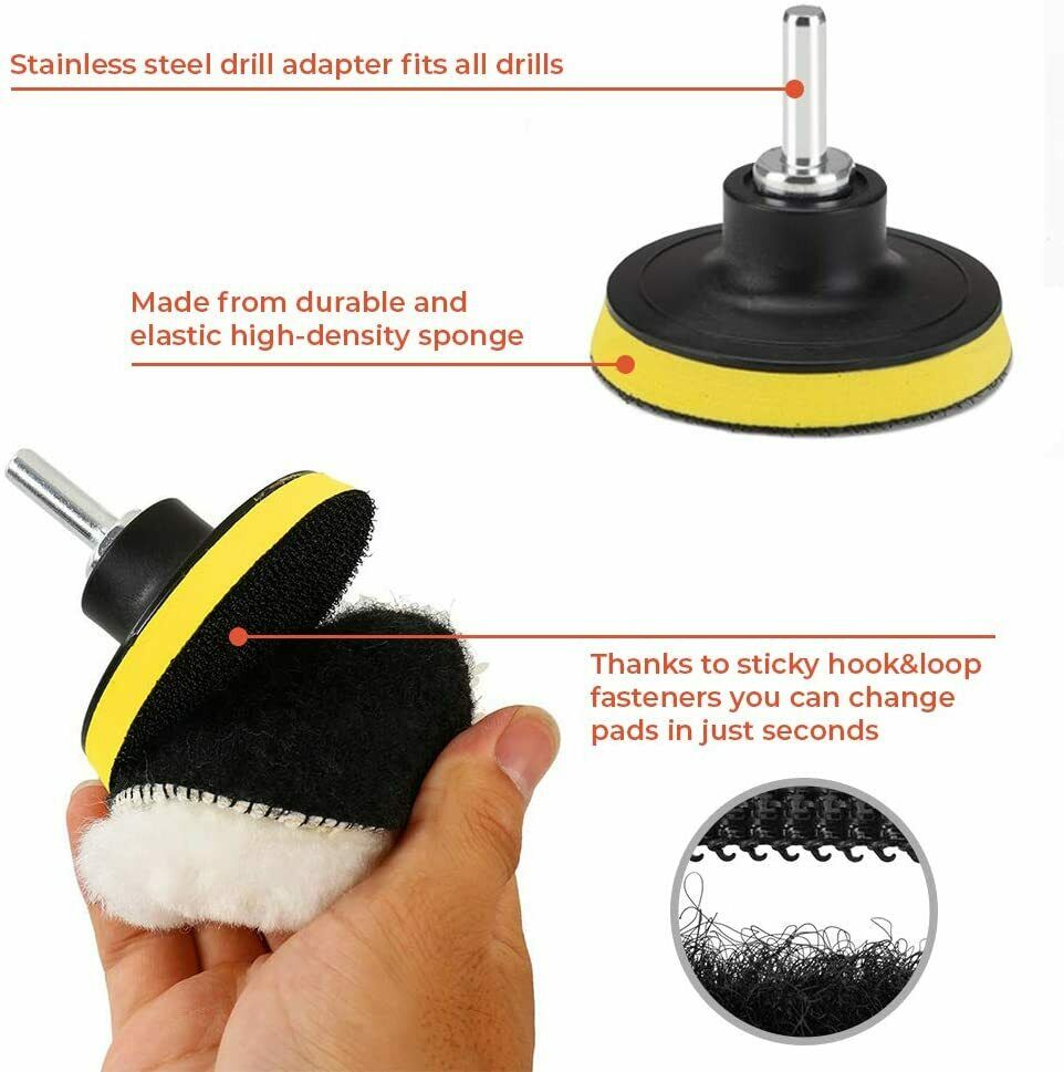 Car Buffing Pads Sponge Kit Polishing Set Bonnet Waxing Foam Seal Tool for Drill