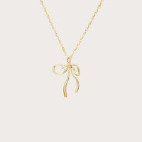 Niche Bone Chain Bow Zircon Sweet Necklace Copper-plated Gold