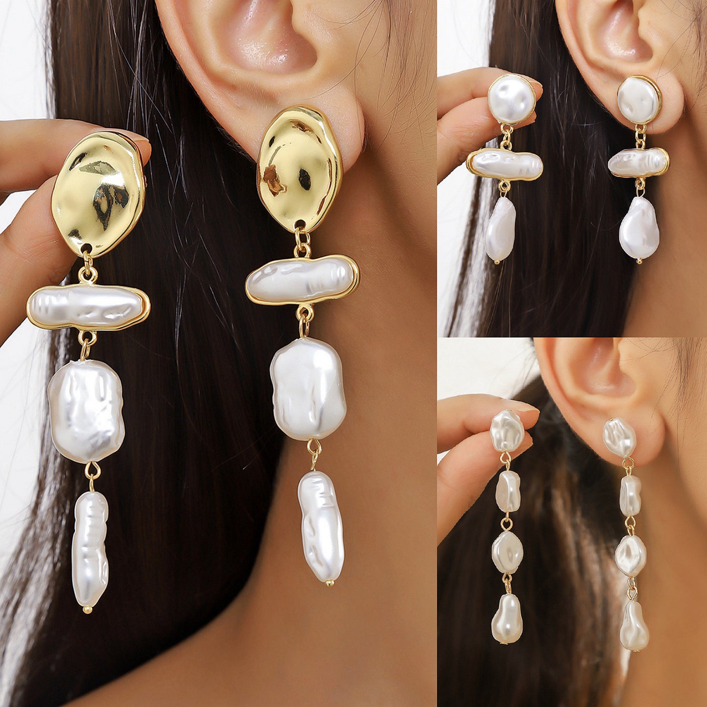 Exaggerated Irregular Baroque Pearl Earrings