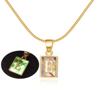 26 Letter Square Necklace Colorful Shell Luminous Pendant Chain Necklace For Women Temperament Ladies Jewelry
