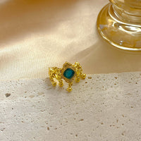 New Chinese Style Blue Green Golden Balls Tassel Ring Special-interest Design All-matching Graceful